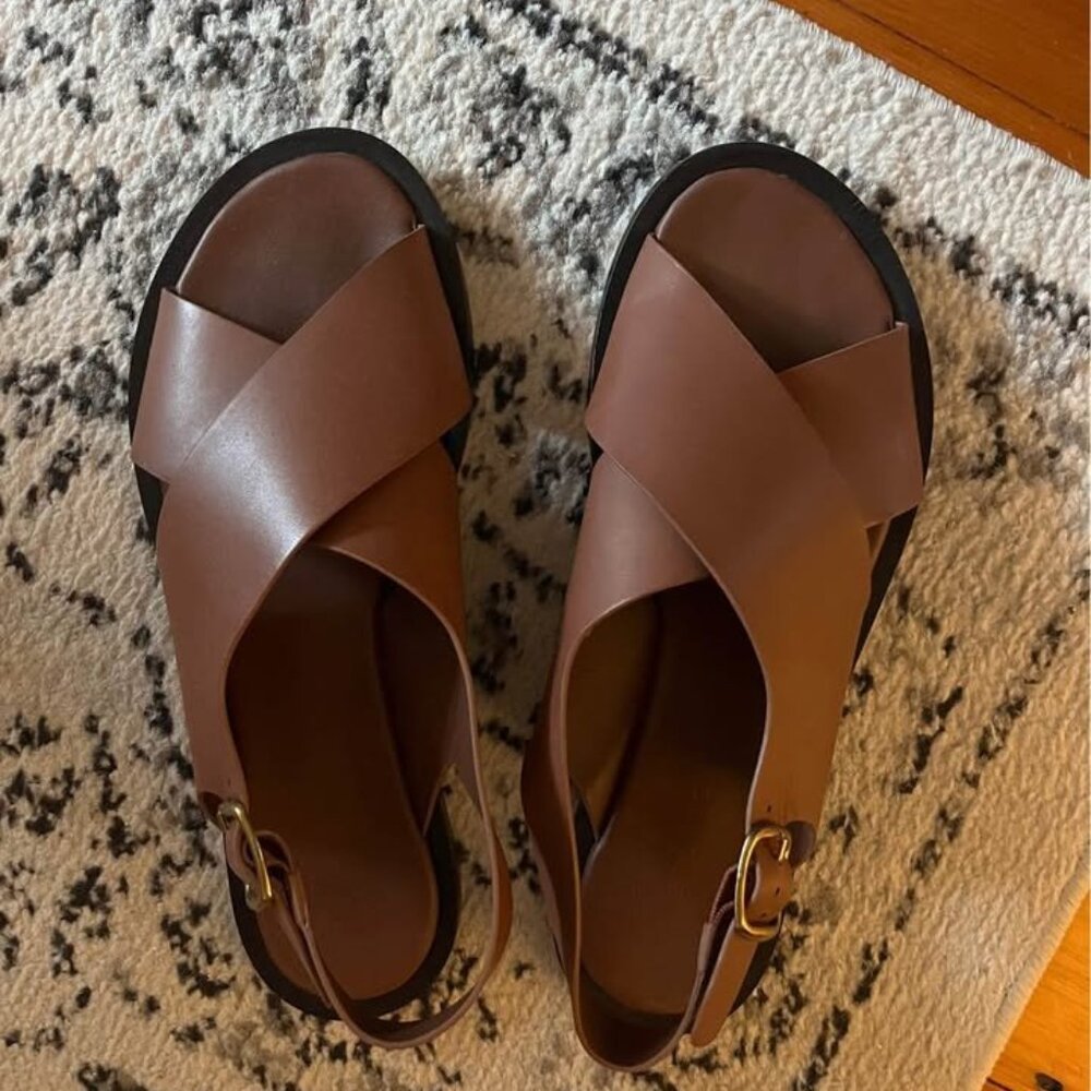 Everlane City Crossover Leather Sandal Sz 9